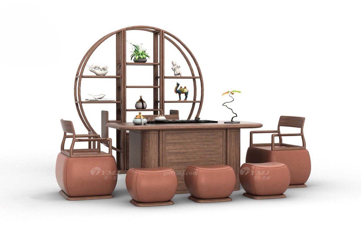 新中式風(fēng)格家具高端會(huì)所家具品牌簡約茶室家具實(shí)木大氣博古架H-XYBGJ博古架場(chǎng)景
